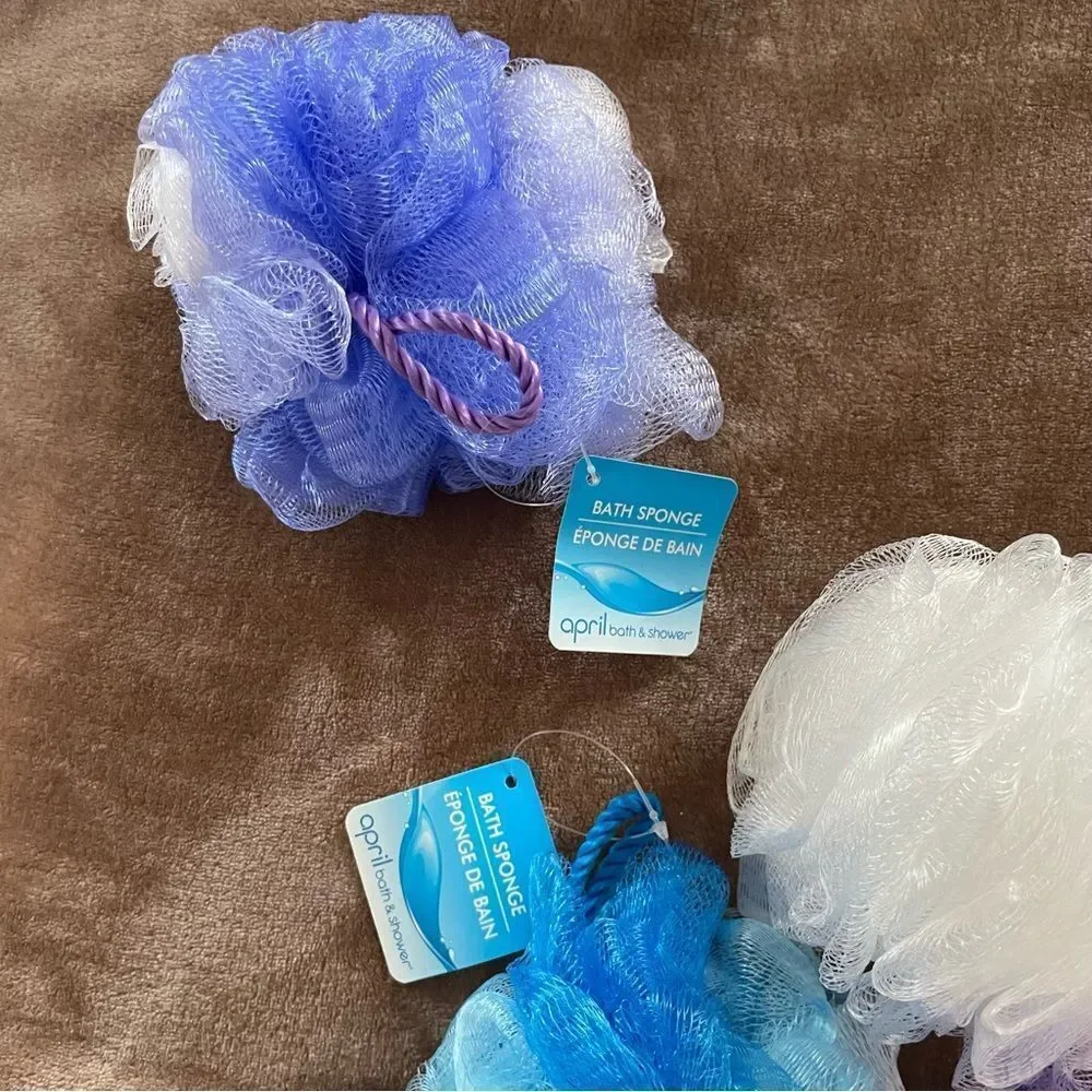 Signature Bath Poof Set - Blue, Purple, White